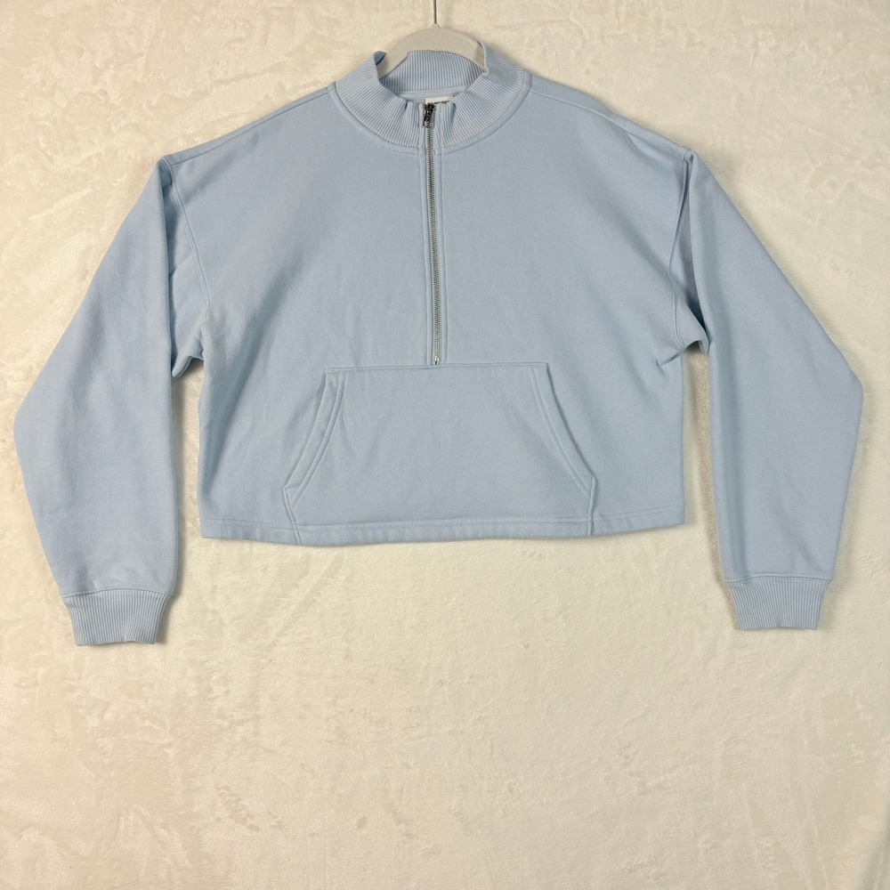 Victoria's Secret PINK Quarter Zip Sweatshirt Women Small Blue Excellent Cropped